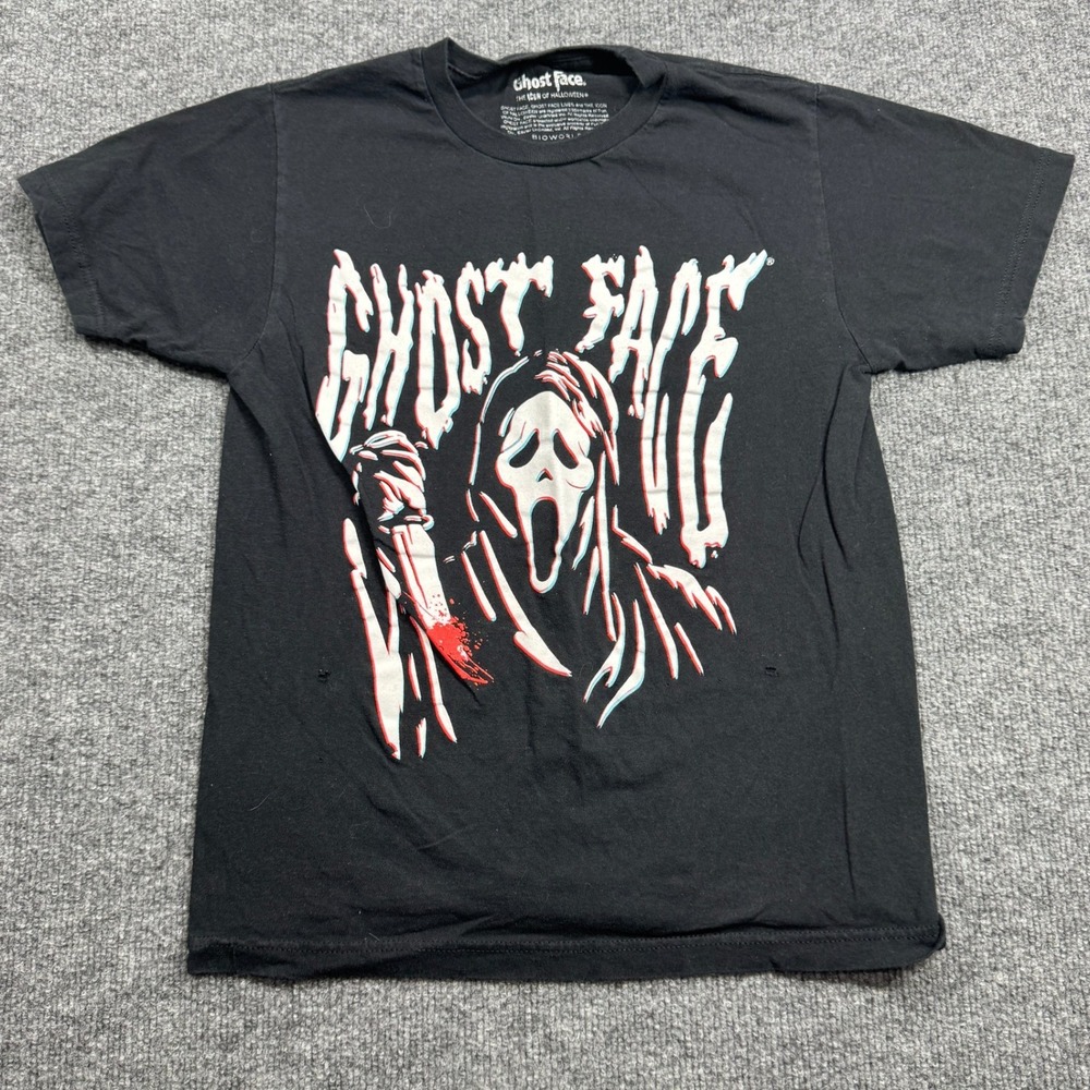 Bioworld Ghost Face T Shirt Mens‎ S Black Scream Horror Movie Graphic Distressed